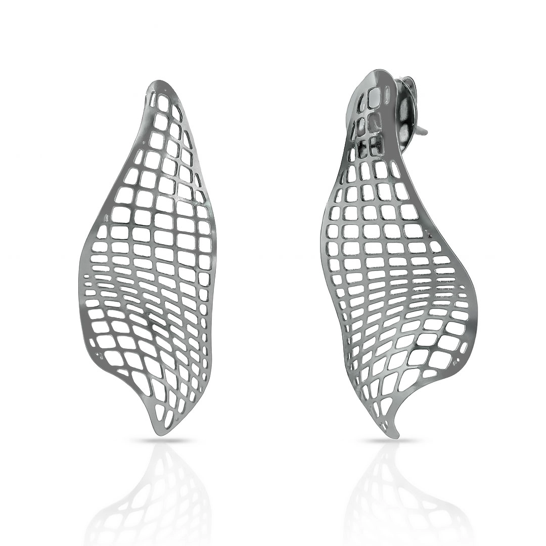 Brinco Folha Estilizada - Steel Woman