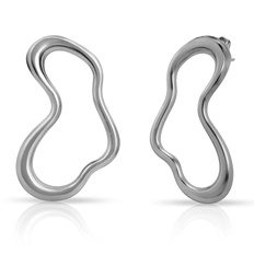 Brinco Contorno Orgânico Ondulado Vazado - Steel Woman