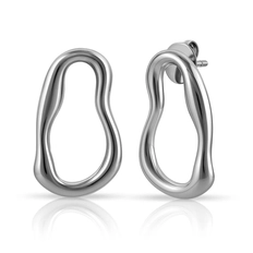 Brinco Top com Contorno Ondulado e Vazado - Steel Woman