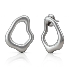 Brinco de Aço Fluido e Assimétrico Vazado - Steel Woman