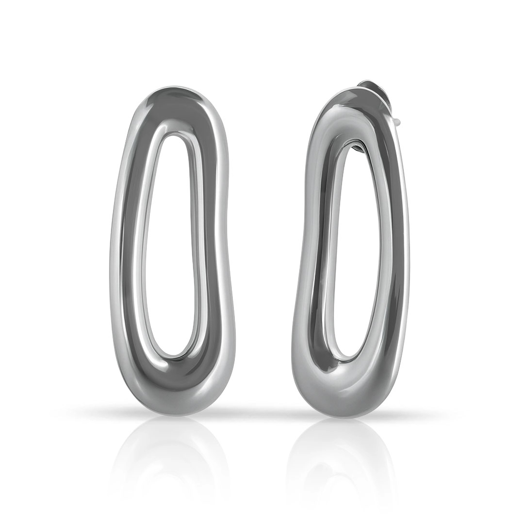 Brinco Oval Irregular Vazado - Steel Woman