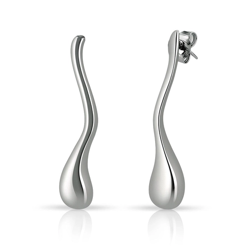 Brinco Gota Longa Ondulada - Steel Woman