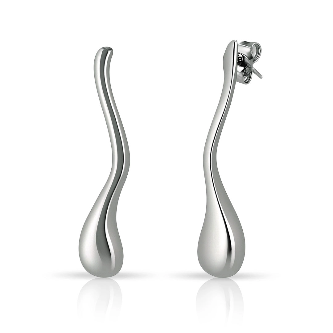 Brinco Gota Longa Ondulada - Steel Woman