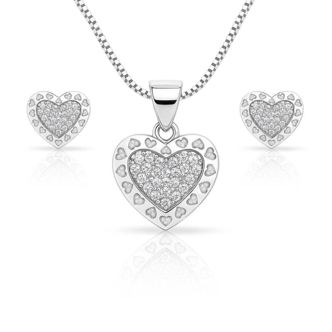 Conjunto Top Coração Trabalhado com Zircônias