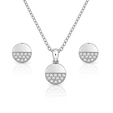 Conjunto Top Redondo Espelhado com Zircônias Cristal Cravejadas