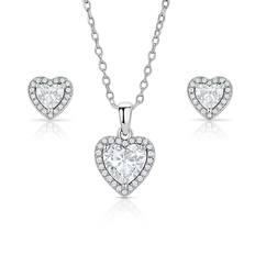 Conjunto Coração com Zircônias Cristal