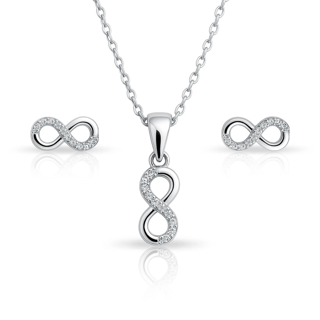 Conjunto Símbolo do Infinito em Zircônias Cristal