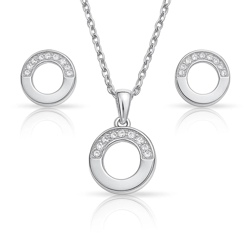 Conjunto de Círculo com Zircônias Cristal