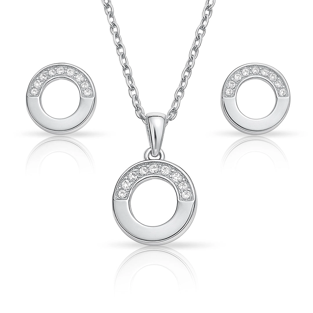 Conjunto de Círculo com Zircônias Cristal