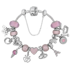 Pulseira com Berloques Rosa Linha Presents