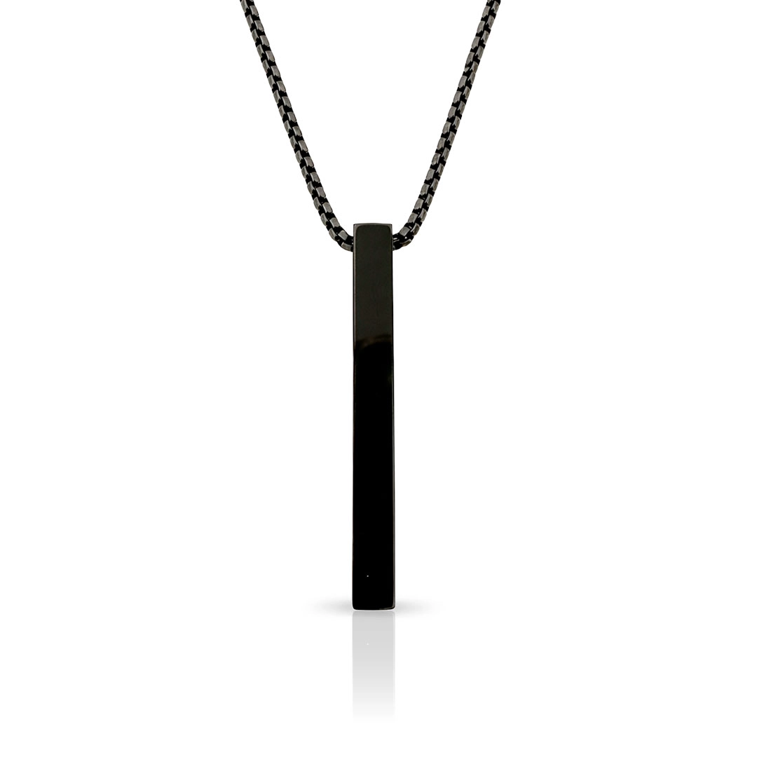 Corrente com Pingente Retangular Carbonado