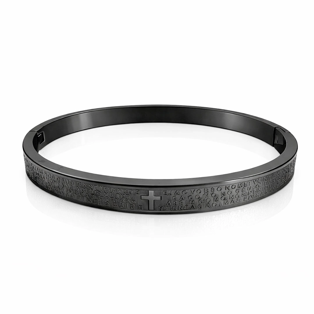 Bracelete Carbonado com Oração Pai Nosso