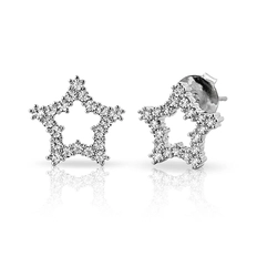 Brinco Top Estrela Vazada com Zircônias Cristal Cravejadas