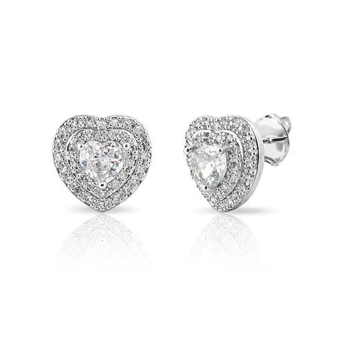 Brinco Top Coração com Zircônias Cristal Cravejadas