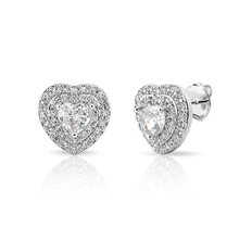 Brinco Top Coração com Zircônias Cristal Cravejadas