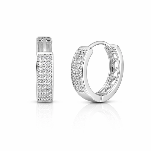 Brinco Argola Click Espelhado Com Zircônias Cristal