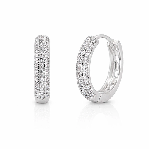 Brinco Argola Click com Zircônias Cristal