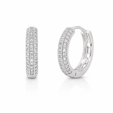 Brinco Argola Click com Zircônias Cristal