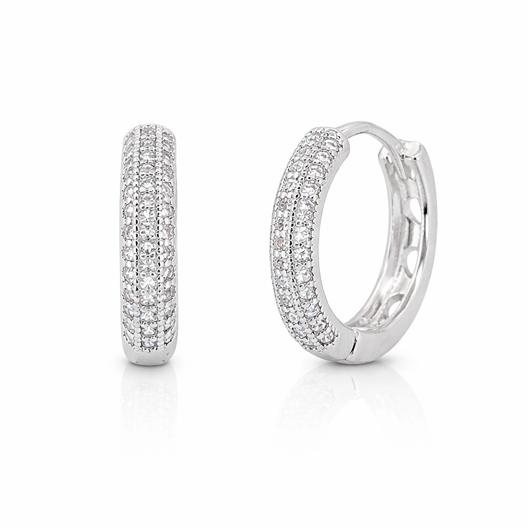Brinco Argola Click com Zircônias Cristal