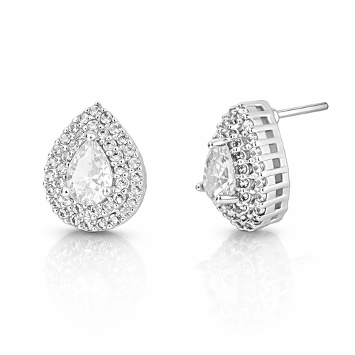 Brinco Top Gota com Zircônias Cristal Cravejadas