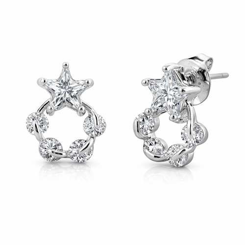 Brinco Top Círculo com Estrela e Zircônias Cristal