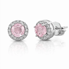 Brinco Top com Zircônia Rosa e Cristal