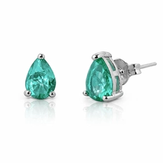 Brinco Top Gota com Zircônia Verde Paraíba