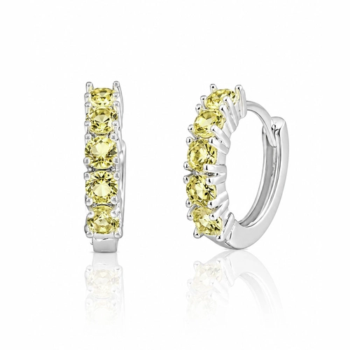 Brinco de Argola Click com Zircônias Amarelas