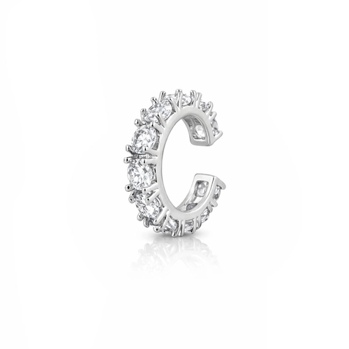 Brinco Ear Cuff Argola Cravejada com Zircônias Cristal (Unidade)
