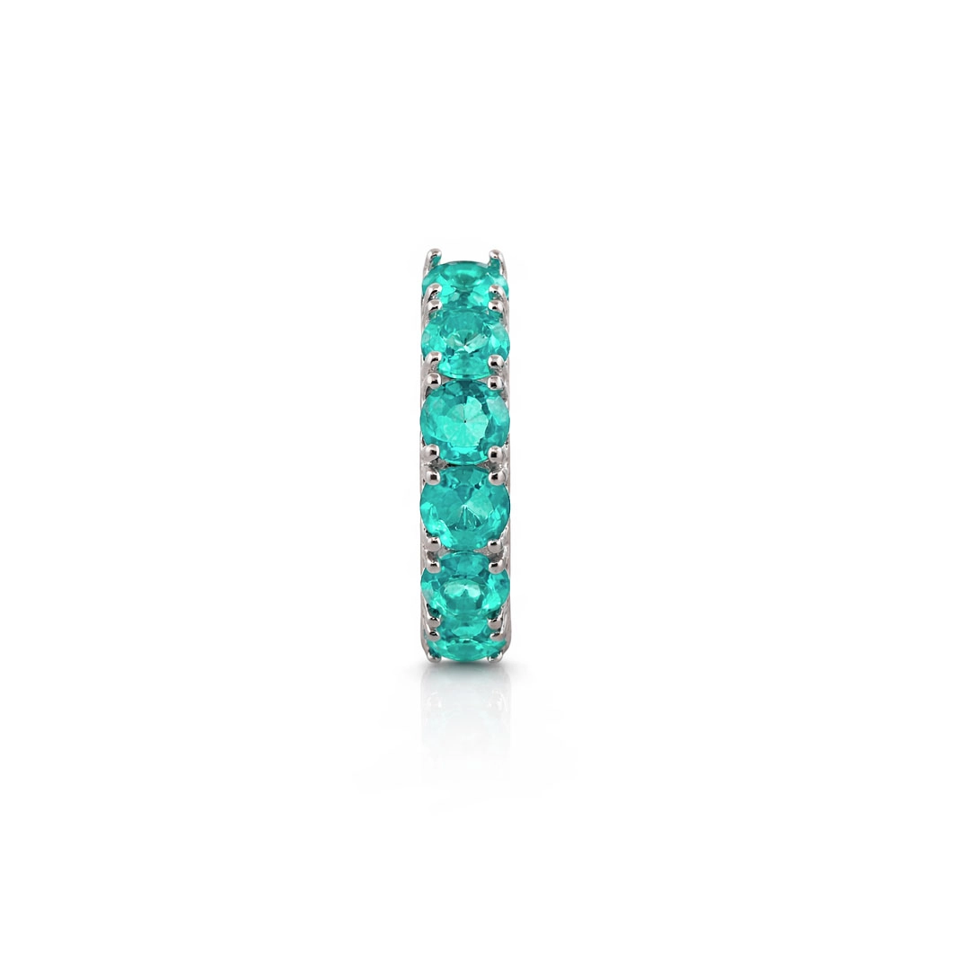 Brinco Ear Cuff Argola Cravejada com Zircônias Verde Paraíba (Unidade)