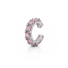 Brinco Ear Cuff Argola Cravejada com Zircônias Rosa (Unidade)