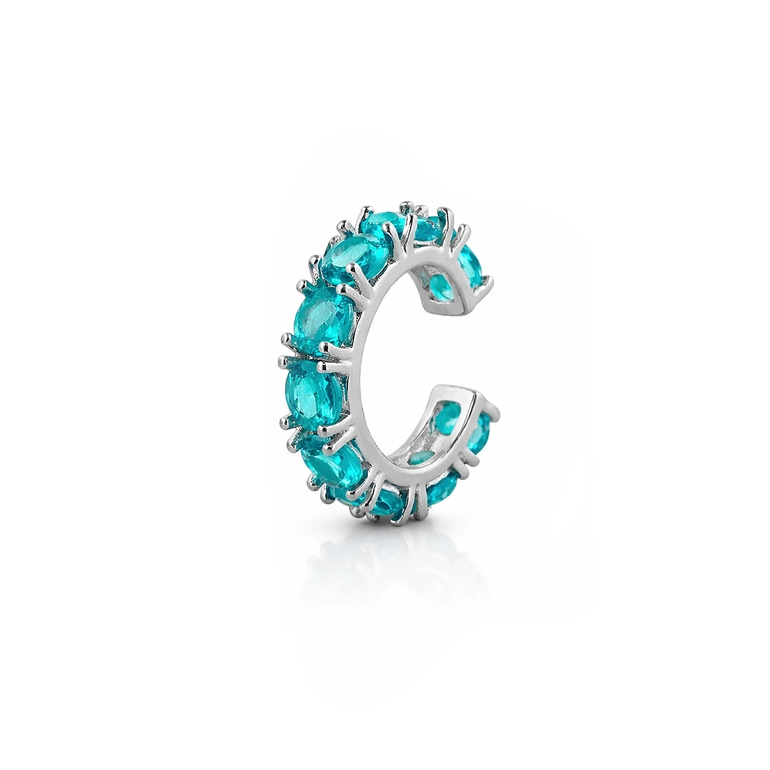 Brinco Ear Cuff Argola Cravejada com Zircônias Topázio (Unidade)
