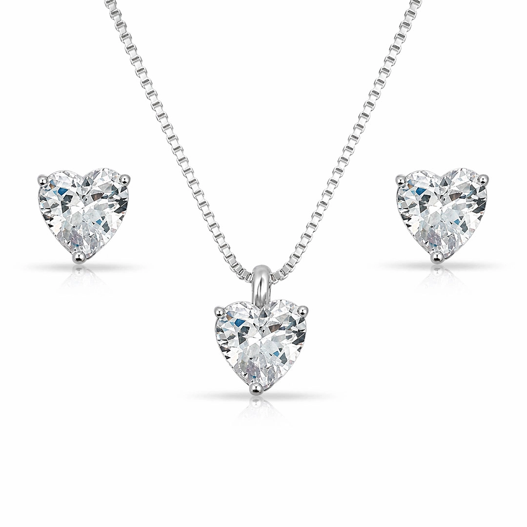 Conjunto Coração de Zircônia Cristal