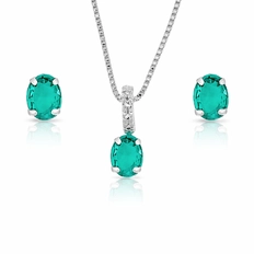 Conjunto Oval de Zircônia Esmeralda