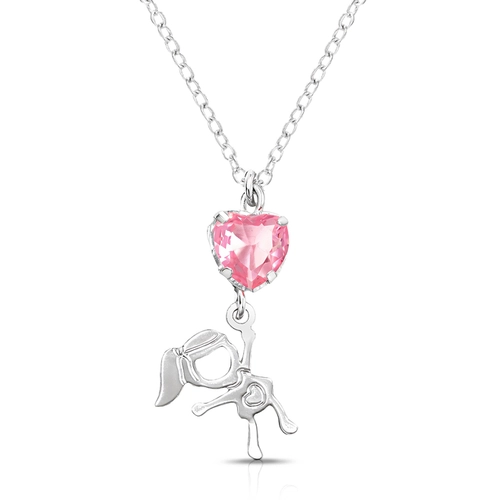 Gargantilha de Coração Rosa com Menina