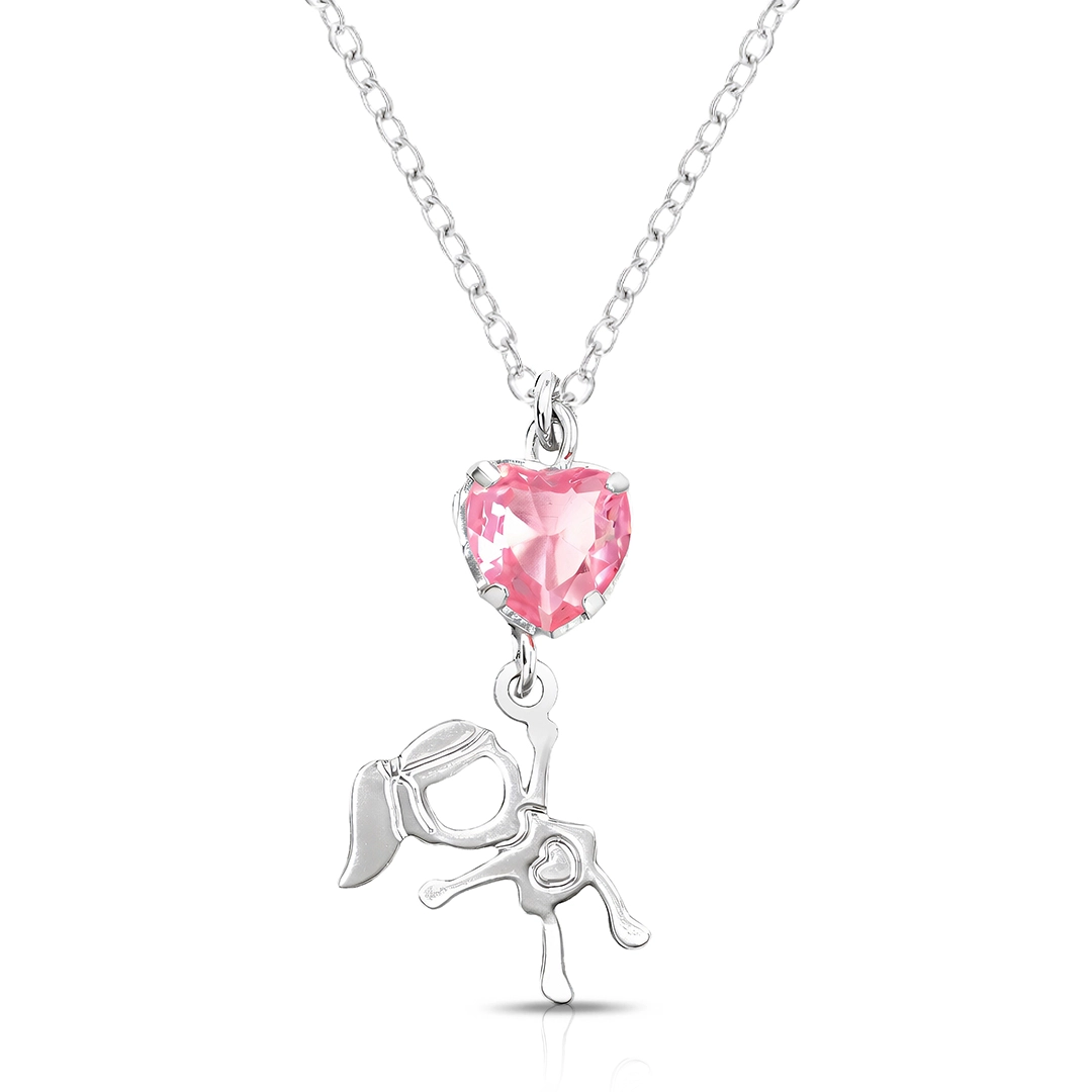 Gargantilha de Coração Rosa com Menina