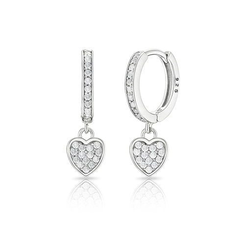 Brinco Blend Collection Click com Coração em Zircônias Cristal