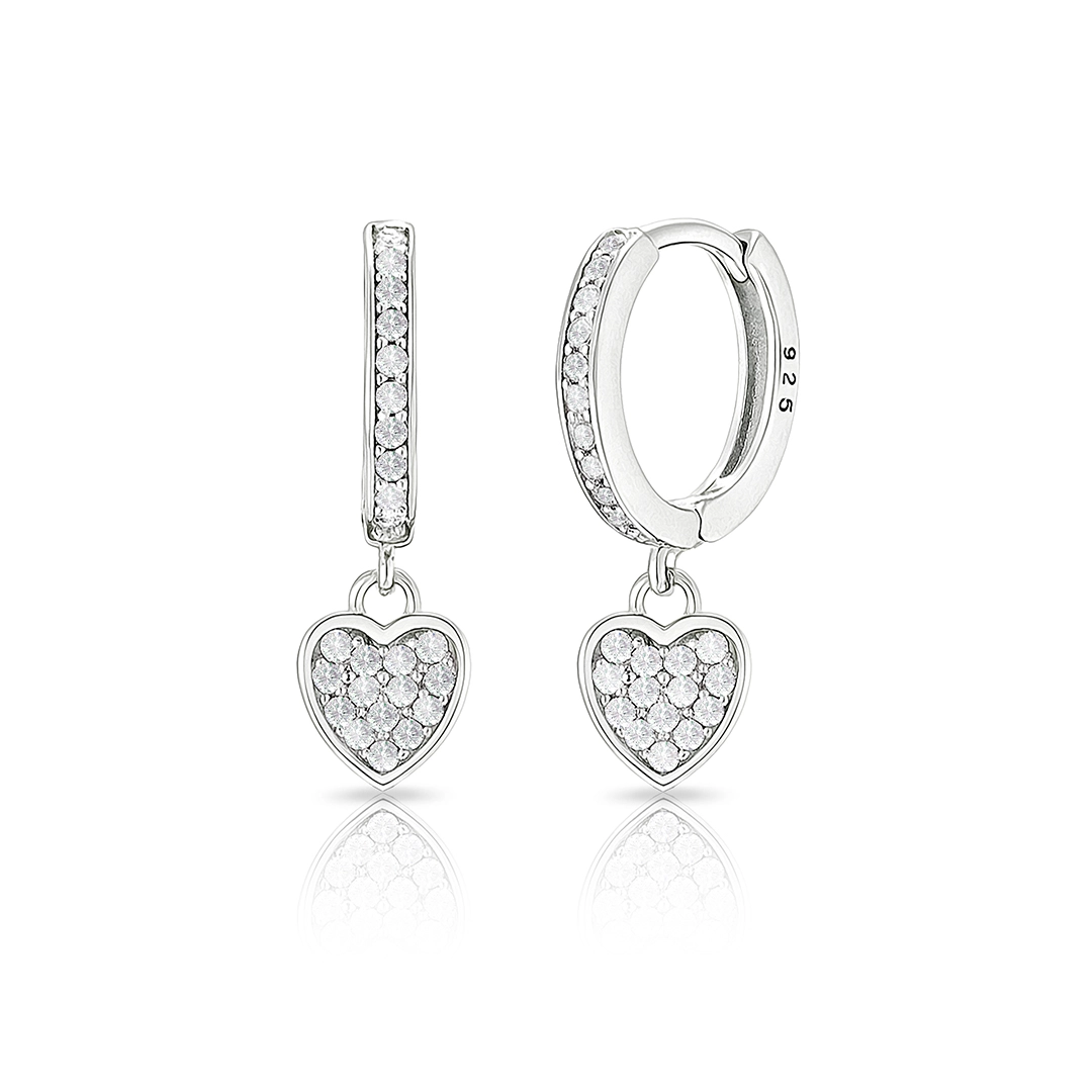 Brinco Blend Collection Click com Coração em Zircônias Cristal
