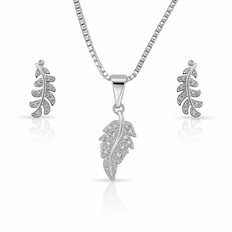 Conjunto Folhas com Zircônias Cristal