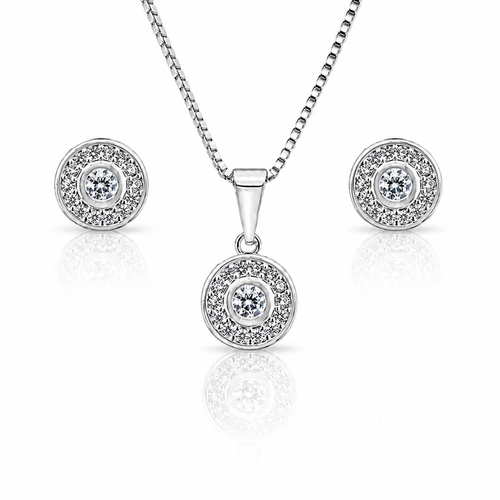 Conjunto Redondo com Zircônias Cristais Cravejadas