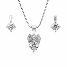 Conjunto Laço e Zircônia Redonda Cristal Cravejada