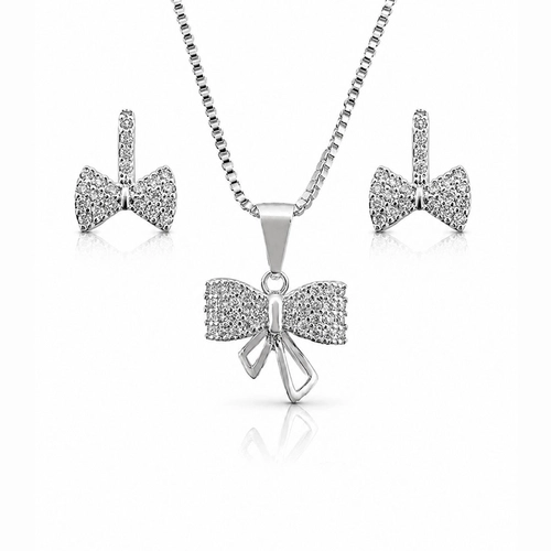 Conjunto Laço com Zircônias Cristal