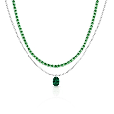 Gargantilha Choker Dupla com Zircônia Esmeralda Oval