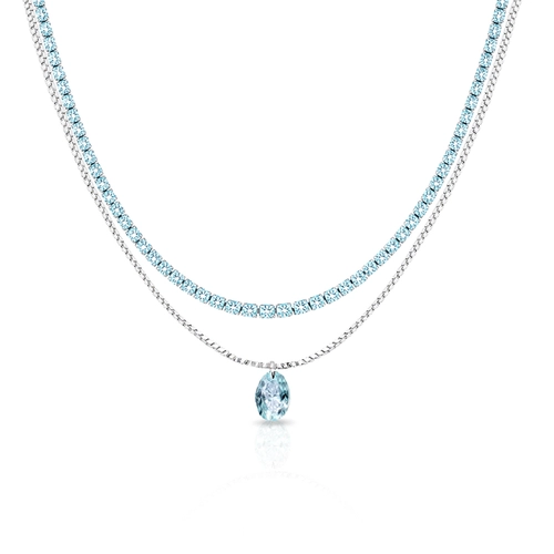 Gargantilha Choker Dupla com Zircônia Topázio Oval