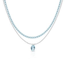Gargantilha Choker Dupla com Zircônia Topázio Oval