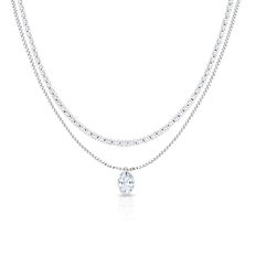 Gargantilha Choker Dupla com Zircônia Cristal Oval
