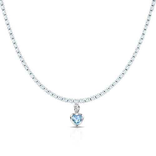 Gargantilha Choker Riviera com Zircônias Topázio e Pingente de Coração