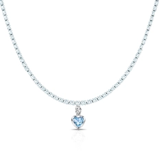 Gargantilha Choker Riviera com Zircônias Topázio e Pingente de Coração