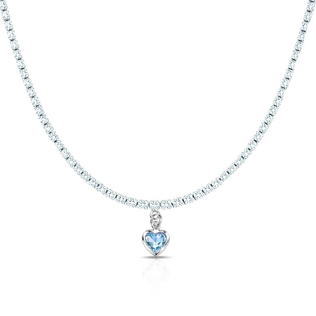 Gargantilha Choker Riviera com Zircônias Topázio e Pingente de Coração