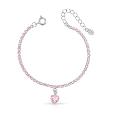 Pulseira Riviera Coração com Zircônia Rosa
